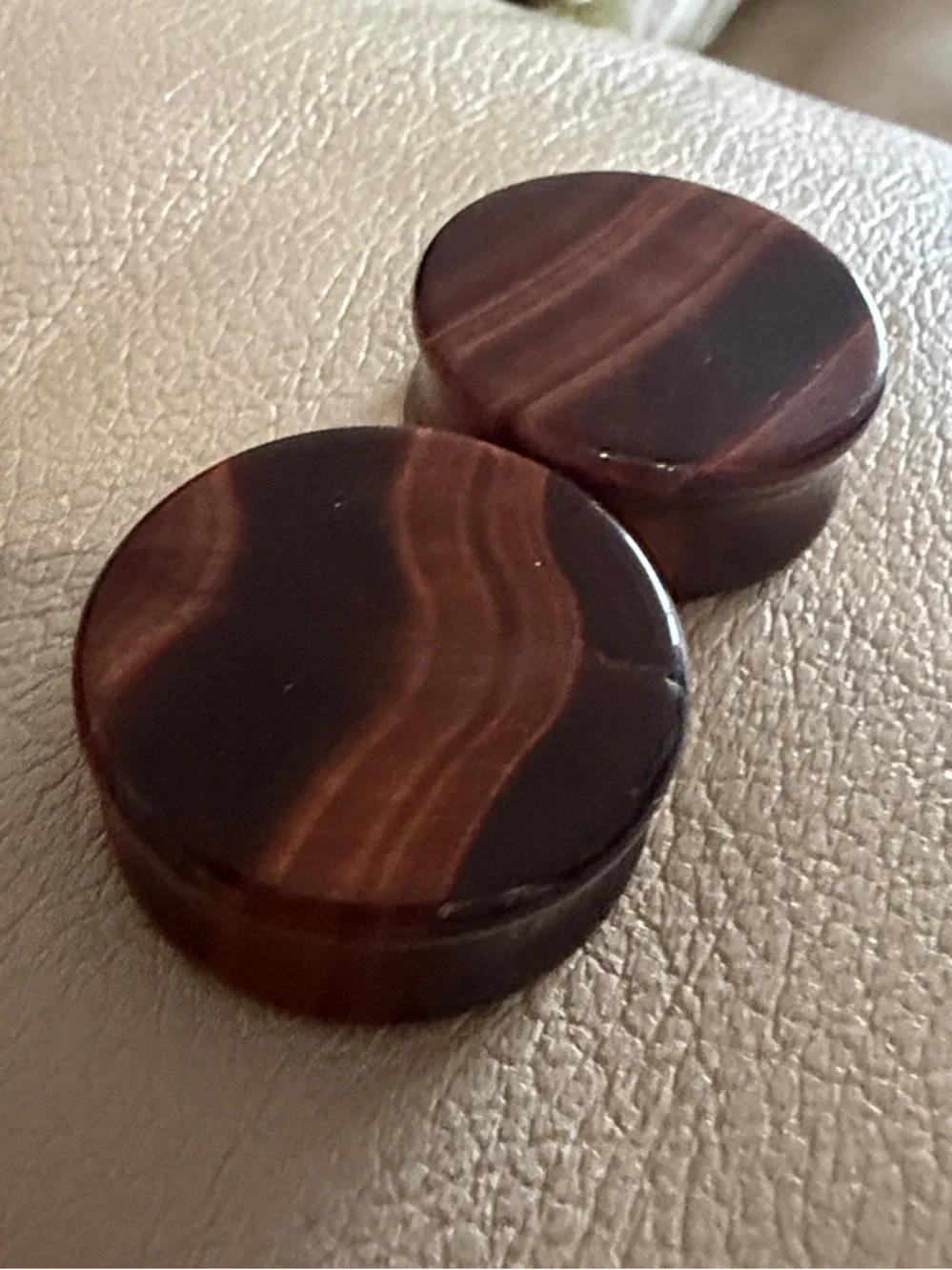Red Tiger Eye Concave Plugs 1.2 inches 30.48 mm